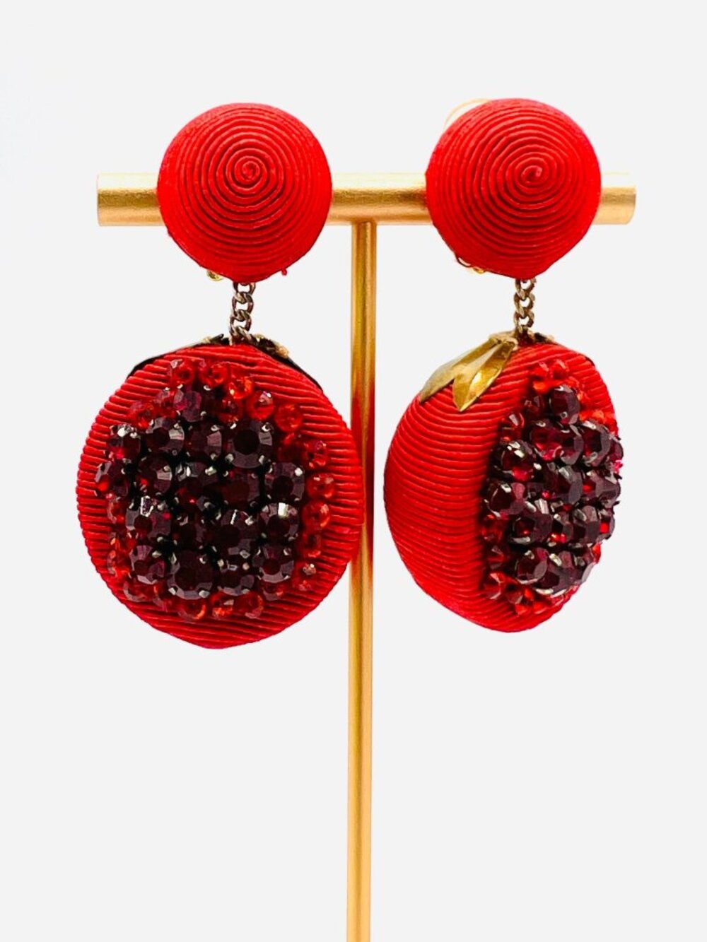 Rebecca de Ravenel Red Pomegranate Crystal Cord Clip Earrings India